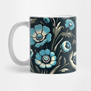 Sky Blue Floral Illustration Mug